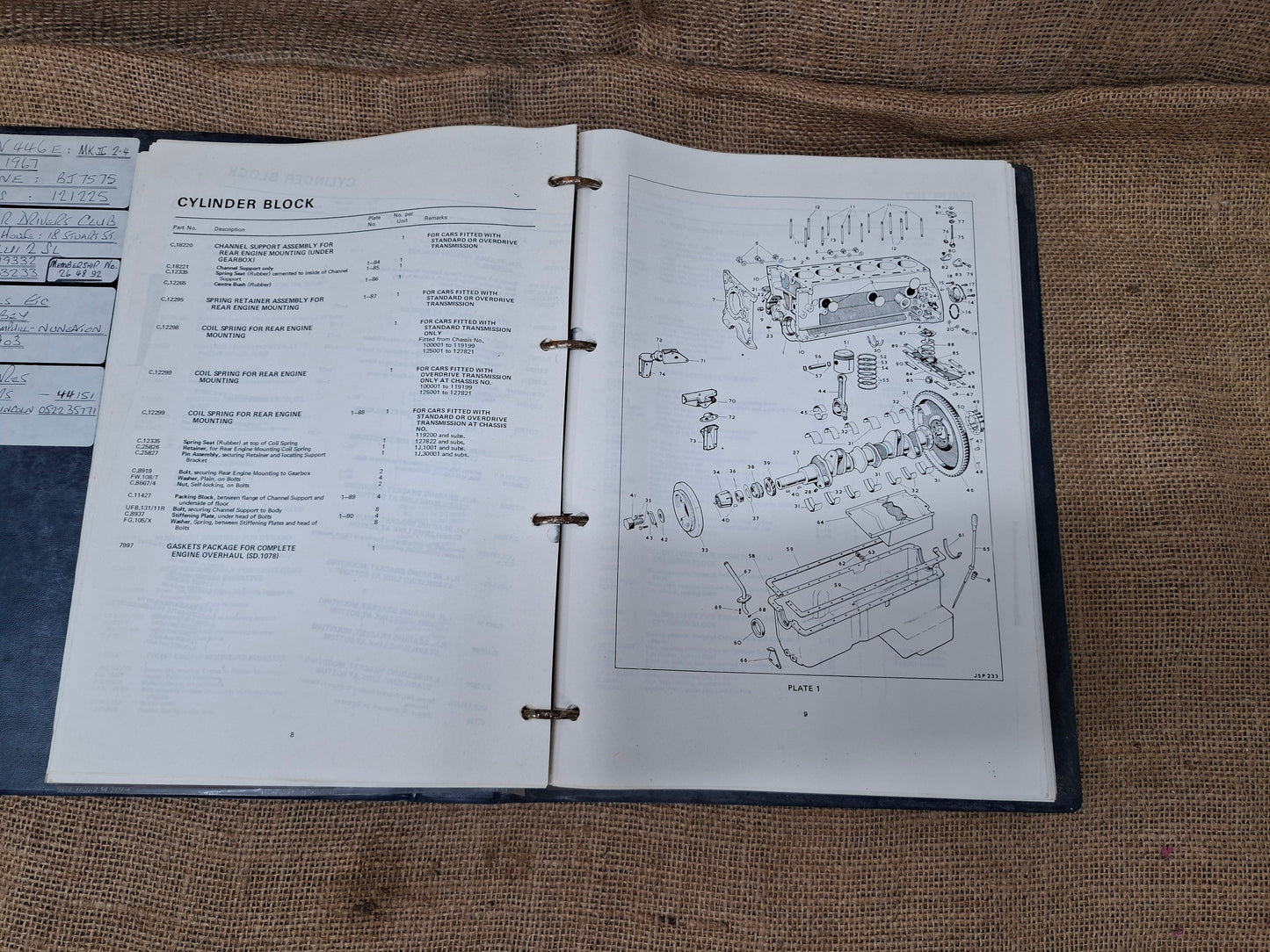Parts Catalogue Jaguar 2.4 litre Mark 2