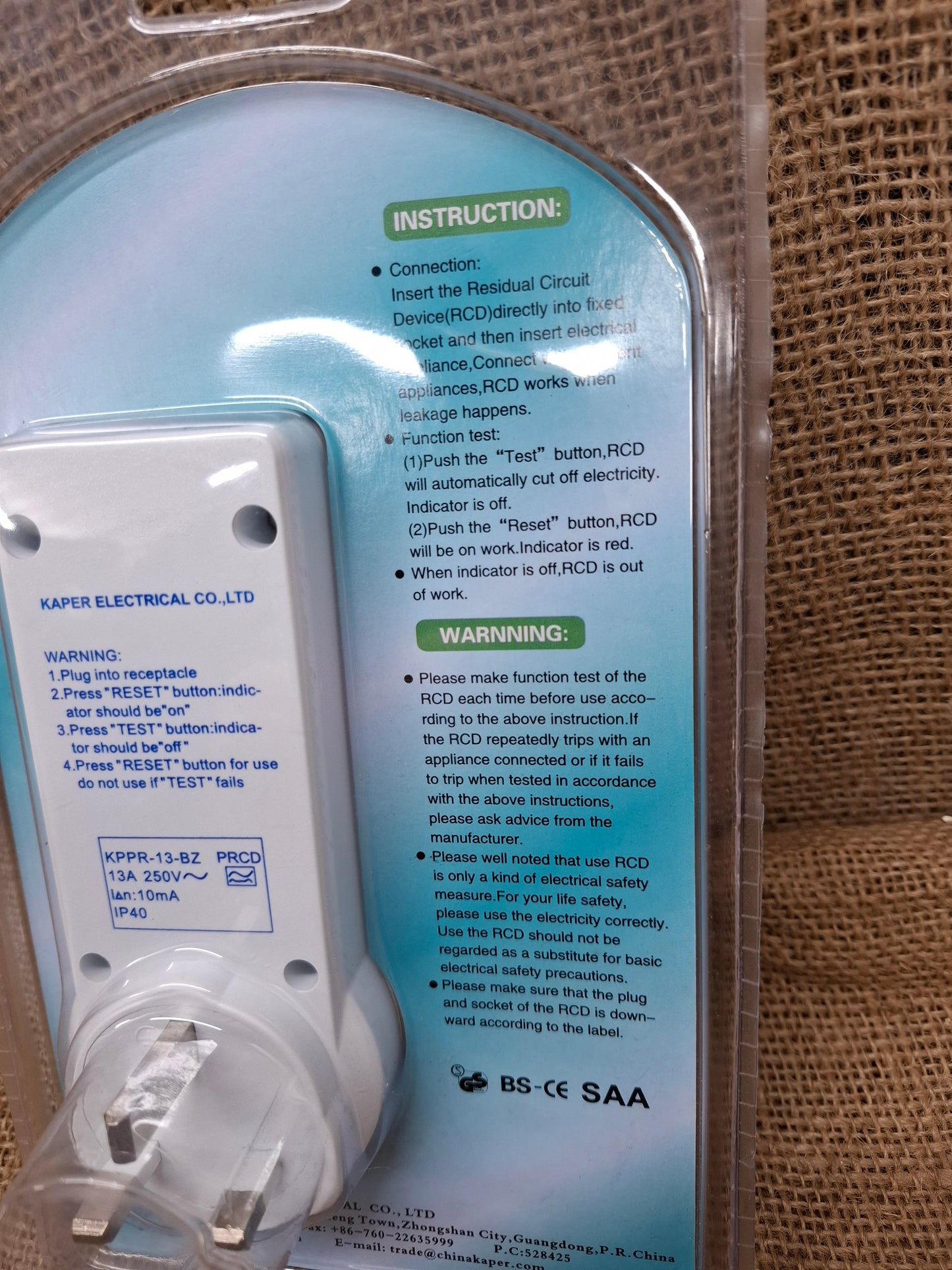 RCD Surge Protector UK Plug