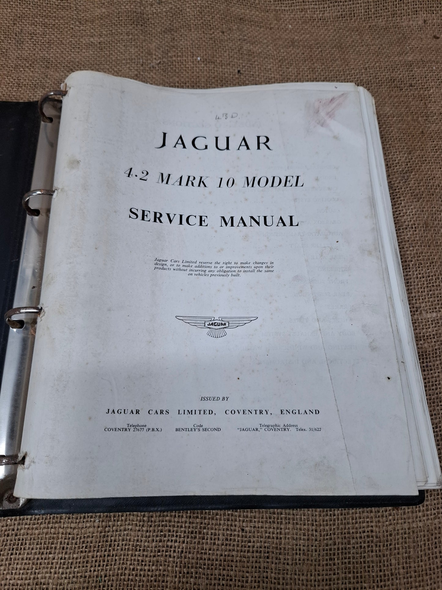Service Manual Jaguar 4.2 litre Mark 10