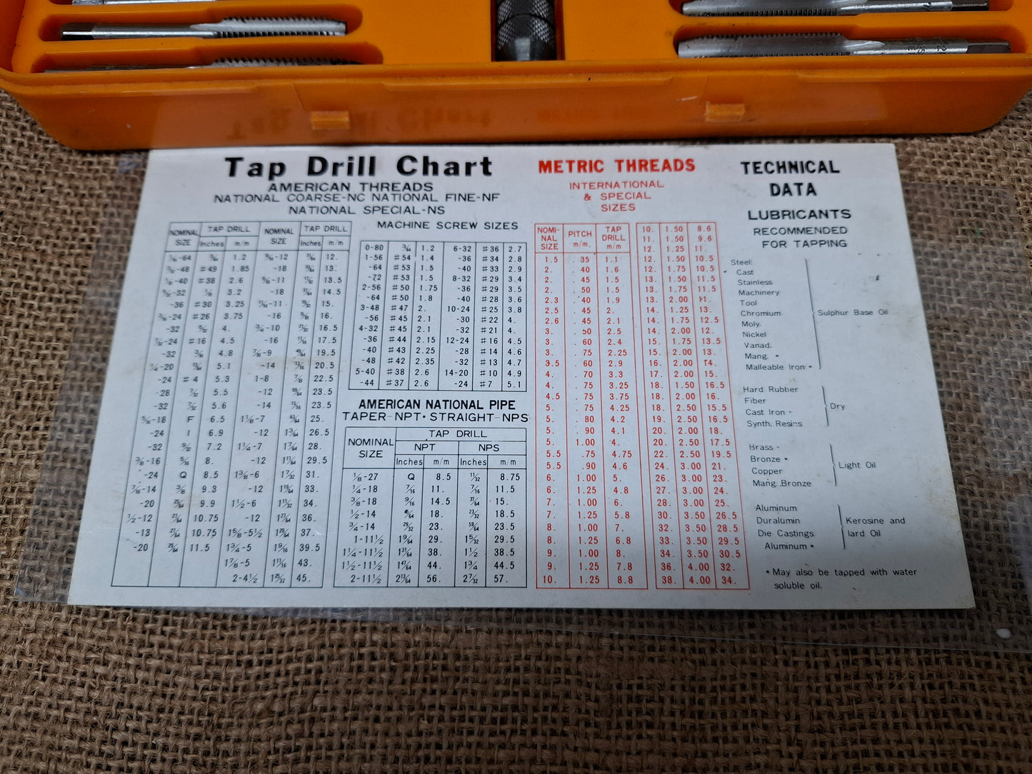 Tap and Die Set Metric and National Fine