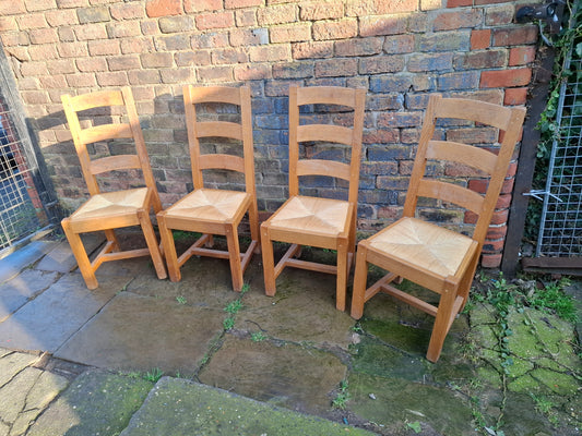 Set of 4 Solid Oak Dining Chairs