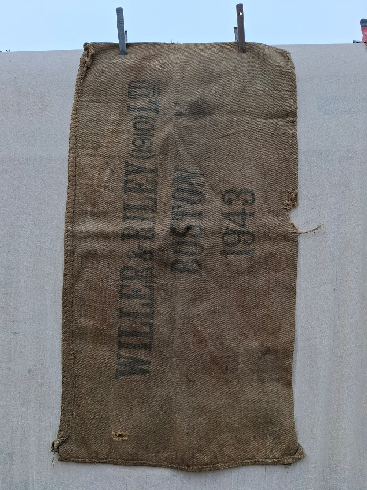 Vintage Hessian Grain Sack Willer & Riley 1943