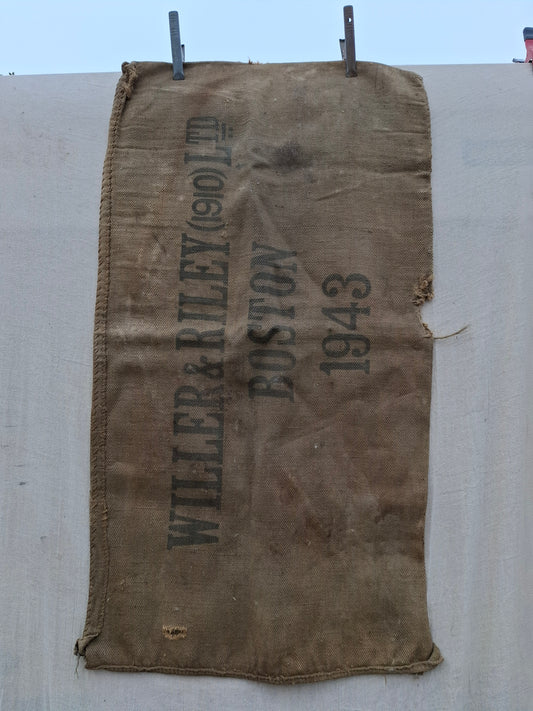 Vintage Hessian Grain Sack Willer & Riley 1943