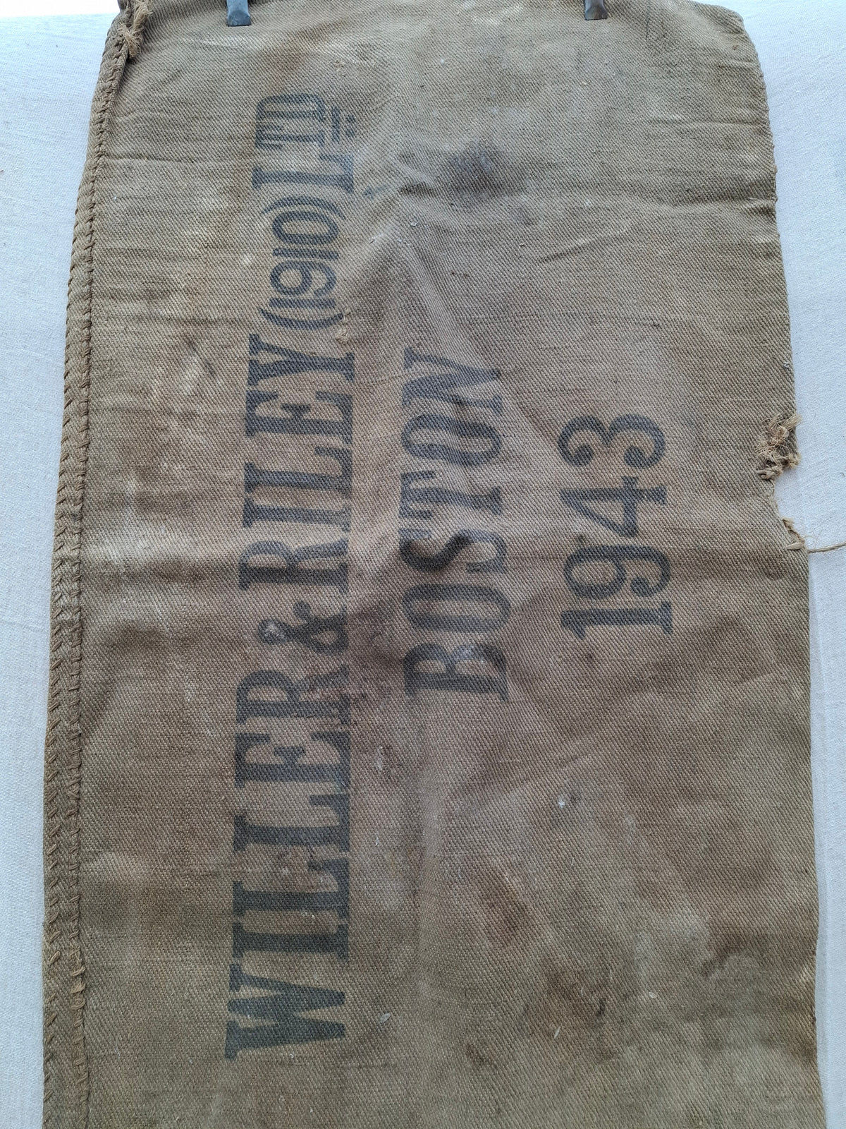 Vintage Hessian Grain Sack Willer & Riley 1943